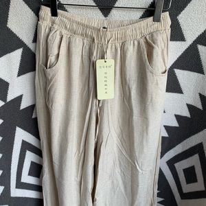 Natural Linen Wide Leg Pant